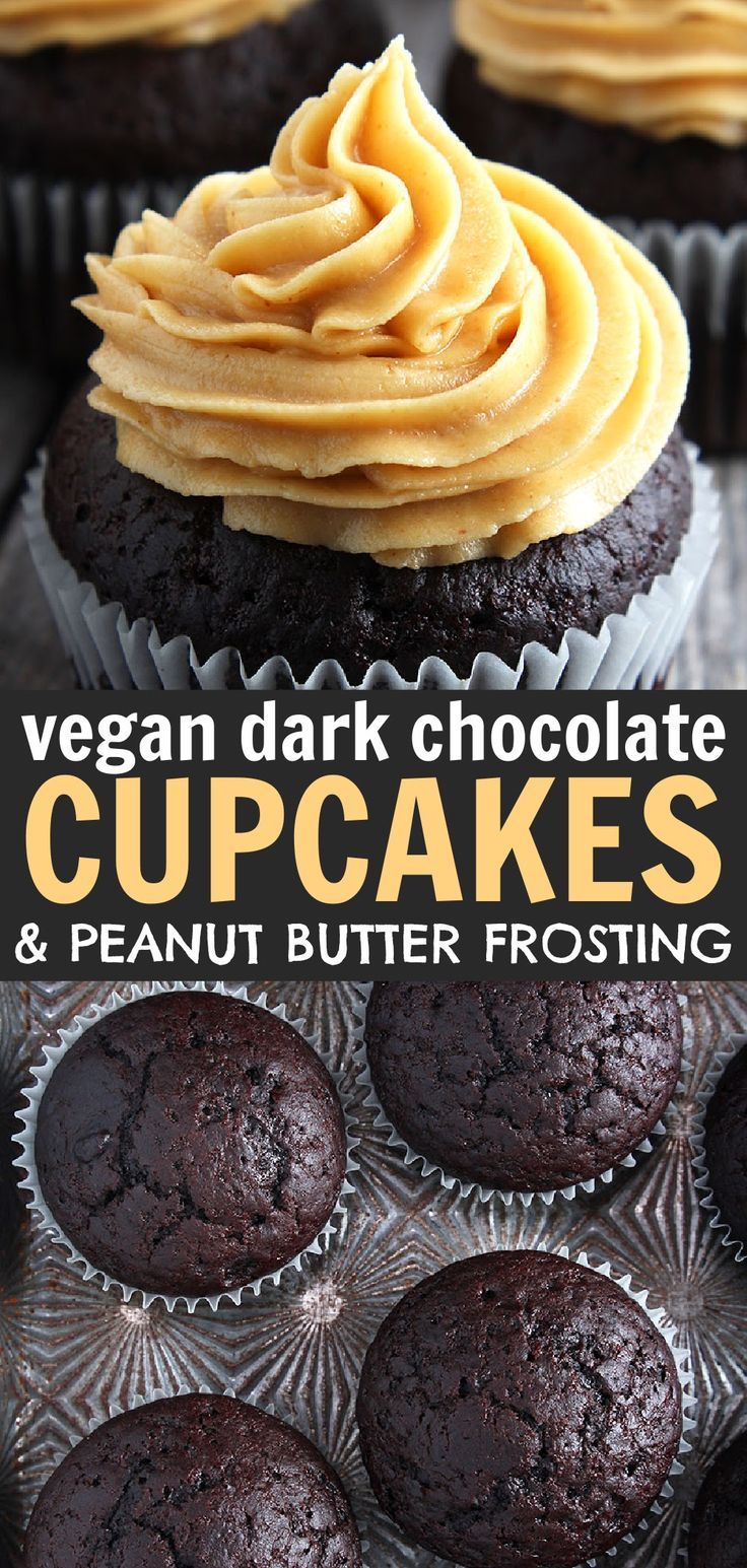 vegan chocolate cupcakes and peanut butter frosting