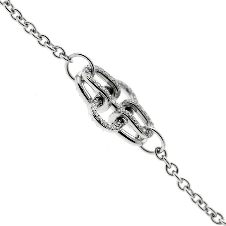 Hermes Rose de Mer Diamond Gold Bracelet 0000343 Diamond Gold Bracelet, White Gold Diamond Bracelet, French Luxury Brands, Gold Diamond Bracelet, Hermes Jewelry, White Gold Chain, French Luxury, White Gold Chains, White Gold Bracelet