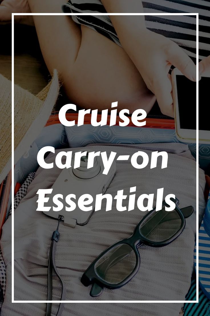 the words cruise carry - on essentials are in front of a woman's purse