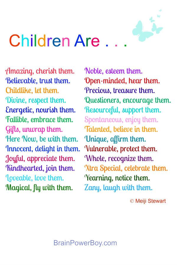 the words children are written in different colors