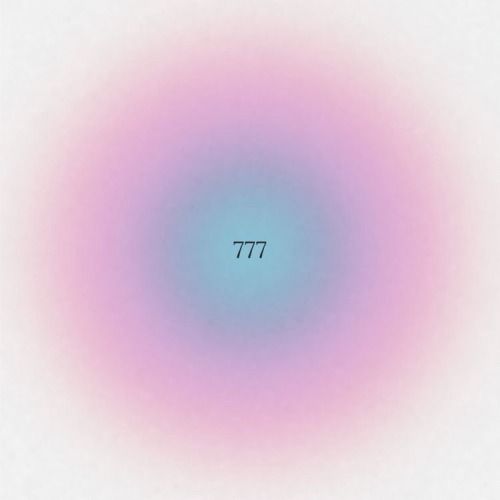 a blue and pink circle with the word 777 in it