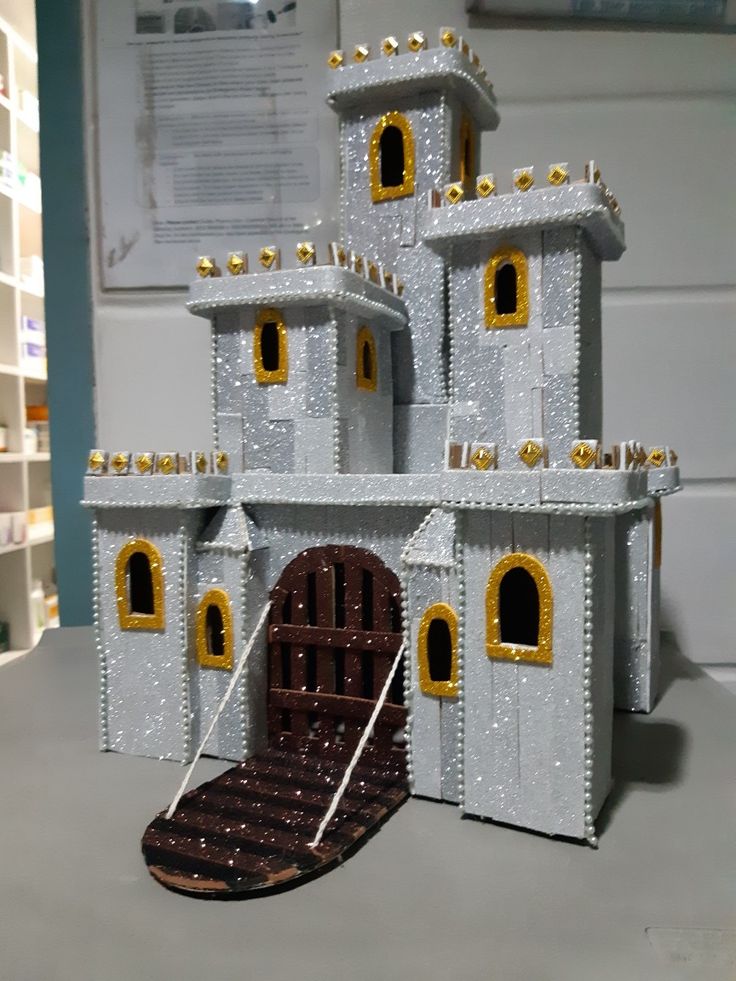 a castle made out of legos on display