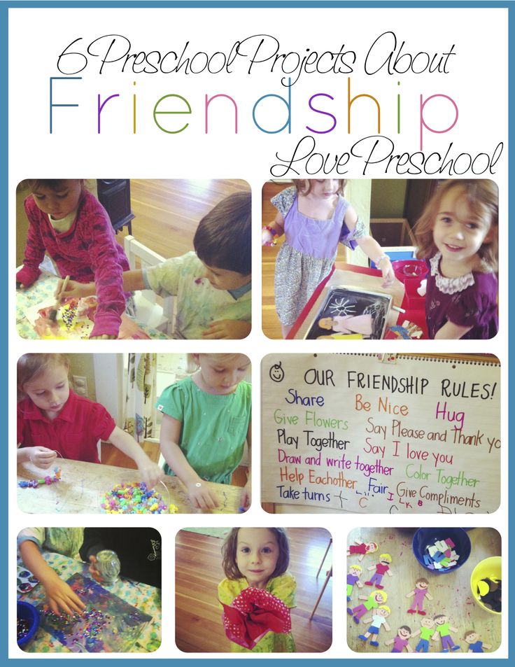 a collage of photos showing children making crafts