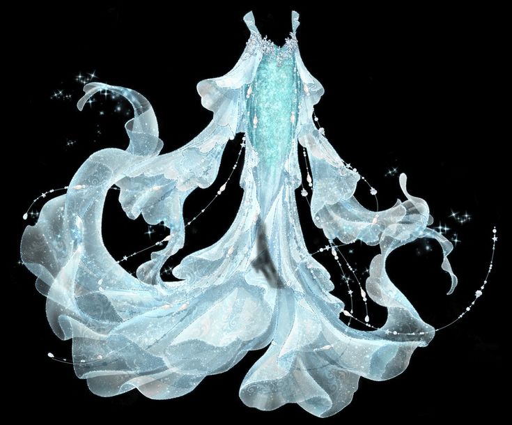 a white dress with flowing water on it