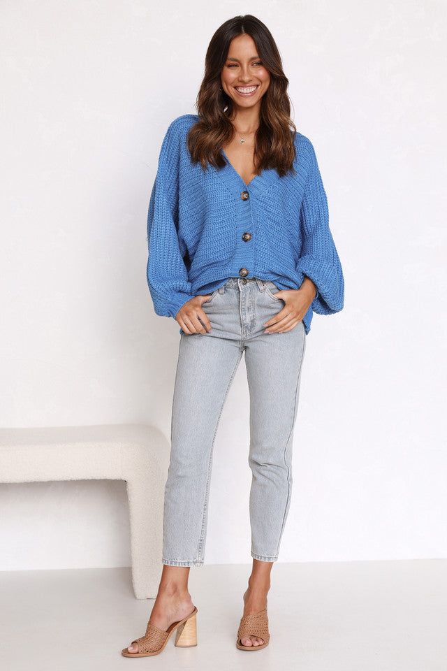 Detail: Knit fabric; Solid; Drop shoulder; Loose fit; Front button-down placket Size Available: Size Length Bust inch cm inch cm S 22.6 57 39.4 100 M 23 58 41 104 L 23.4 59 42.2 108 XL 23.8 60 44 112 Trendy Button-up Knit Sweater, Casual Knit Cardigan With Button Closure, Knit Button Sweater For Day Out, V-neck Sweater With Button Closure For Day Out, Knit Sweater With Buttons For Day Out, Casual Knitted Button-up Cardigan, Casual Cardigan With Buttons For Day Out, Fall Button-up Knitted Top, Fall Knitted Button-up Tops