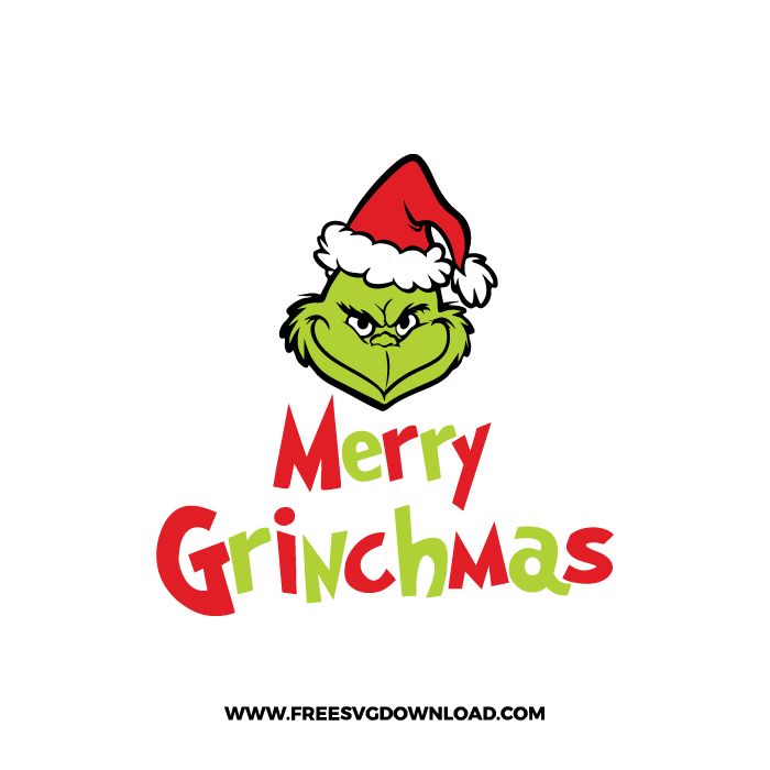 the grin face with santa's hat on and merry grinmas written in green