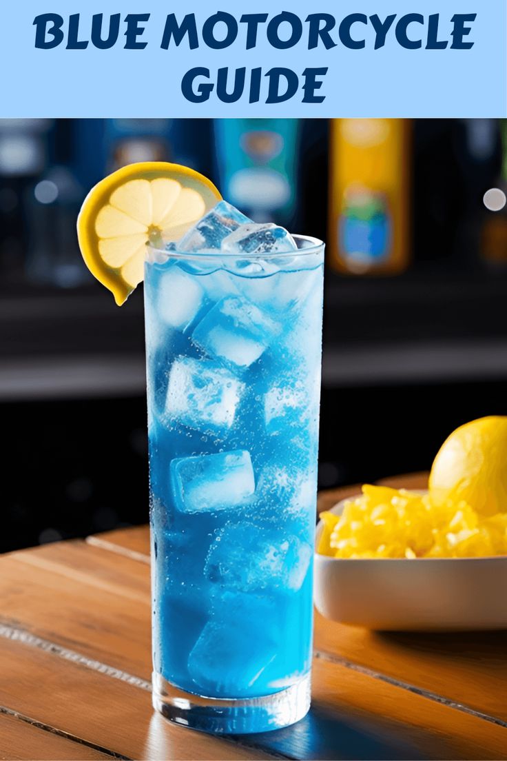 Blue Motorcycle Cocktail recipe showing a refreshing blend of spirits with vibrant blue color that's perfect for summer gatherings. This pin highlights how to make this strong cocktail using various spirits and citrus flavors.