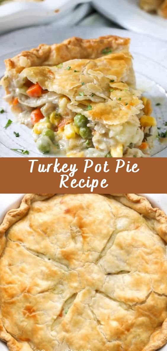 turkey pot pie recipe on a white plate