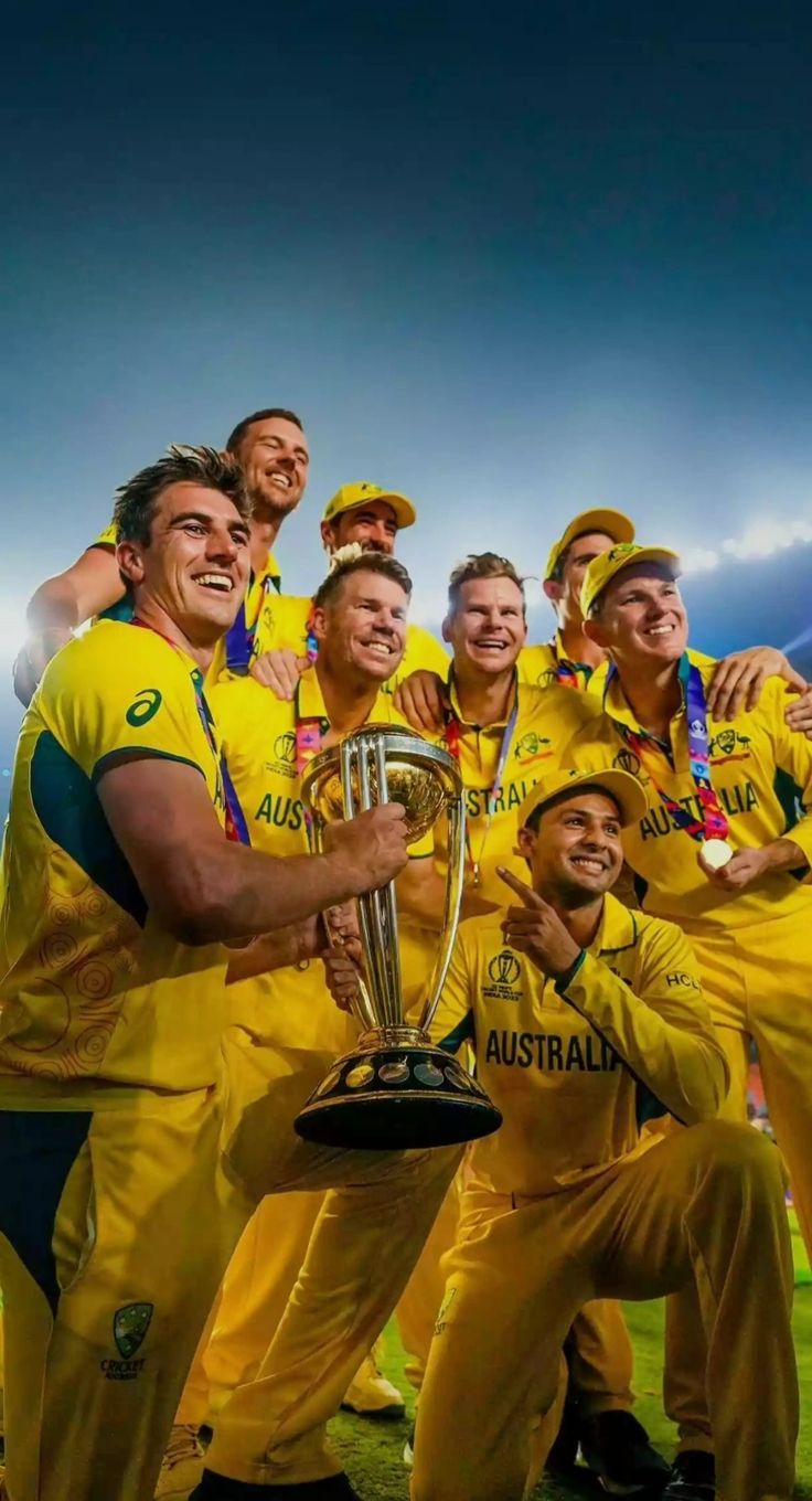 Australian cricket team world cup winner Steve Smith, David warner, Aaron finch, Mitchell stark Australia Team Cricket, Australia Cricket Team Wallpaper, Cricket Aesthetic, Australian Cricket Team, 2007 World Cup, Australia Cricket Team, Ganpati Photo Hd, Cricket Australia, Australia Cricket