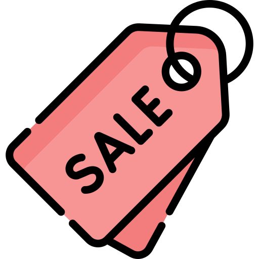 a pink sale tag with the word sale on it's front and back side