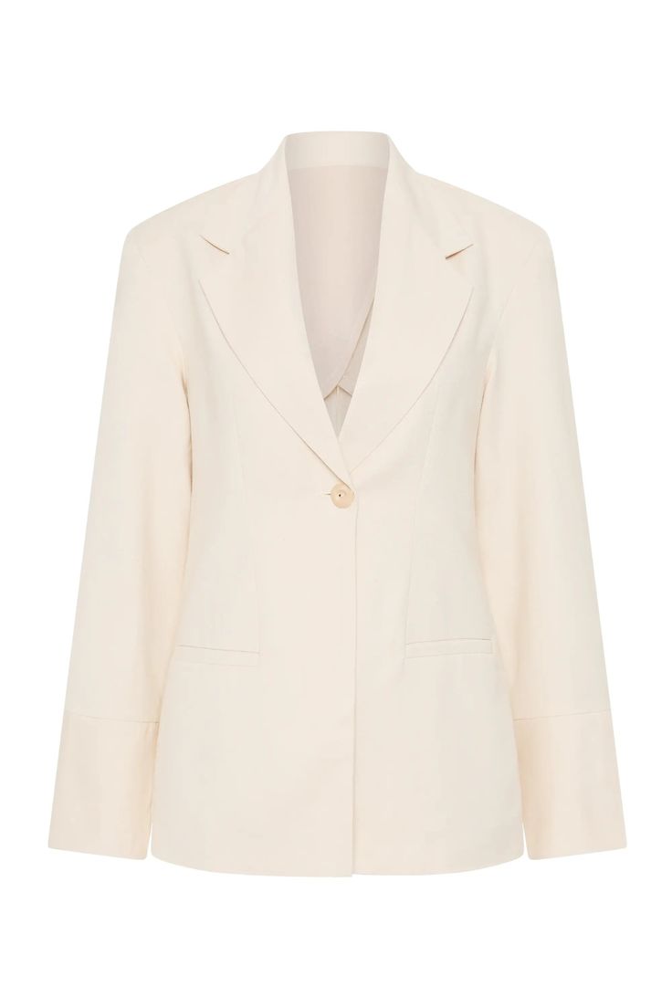 A tailored blazer with a single button closure, crafted from a Linen blend fabrication in a neutral hue. With classic detailing and stitching, style with the matching Soleil Trouser for a refined yet relaxed approach to suiting. Maxi Dress Sale, Tailored Blazer, Top Sales, New Print, Playsuit Jumpsuit, Cotton Linen, Linen Blend, Occasion Wear, Dresses For Sale