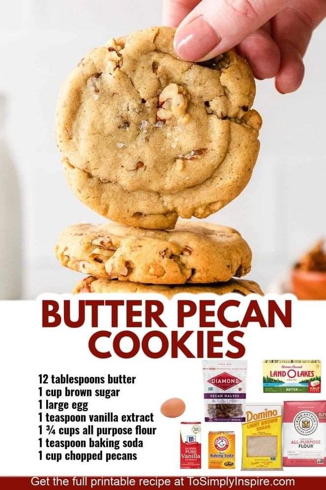 an advertisement for peanut butter pecan cookies