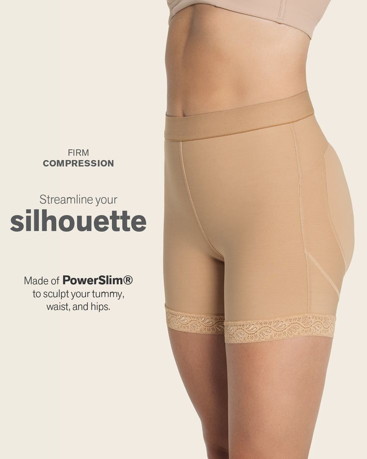 The secret to a sculpted look is here! This shaper short is made of our signature PowerSlim® firm compression fabric to sculpt your tummy and hips. It also has microfiber cutouts and specialty bands in the back for a butt-lifting effect. A microfiber inner layer offers all-day comfort. The mid-rise design of this shaper short gives you a little extra coverage for a streamlined look under clothes. The leg bands are made of our signature SmartLace®. *Runs small, please order at least 1 size up!*