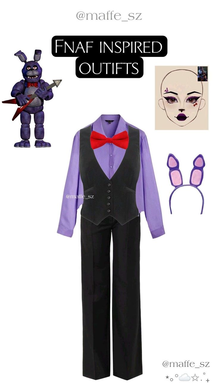 fnafhalloweenoutifts ideasfive nigths at freddyexplorebonnie Fnaf Clothes Outfits, Bonnie Halloween Costume, Fnaf Cosplay Bonnie, Freddy Cosplay Fnaf, Fnaf Costume Ideas, Bonnie Fnaf Cosplay, Bonnie Cosplay Fnaf, Fnaf Bonnie Cosplay, Fnaf Halloween Costumes