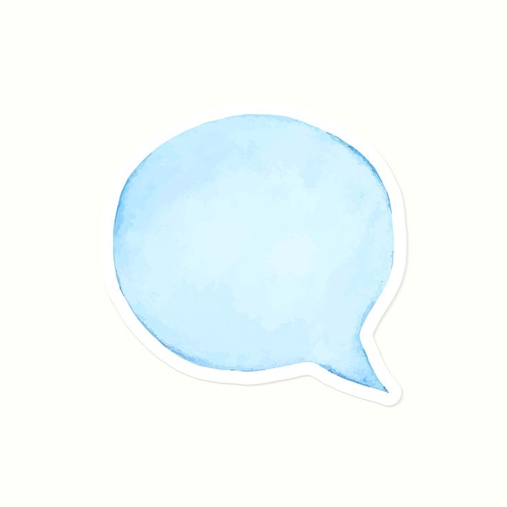 a blue watercolor speech bubble sticker on a white background with space for text