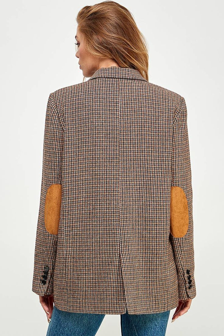 Plaid Patch Blazer, a timeless and versatile addition to your wardrobe that combines classic style with modern comfort. This slightly oversized blazer is designed specifically for women, offering a fashionable and relaxed look that's perfect for various occasions. The Plaid Elbow Patch Blazer is a fashion-forward choice that effortlessly blends classic patterns with contemporary comfort. With its slightly oversized fit, it's perfect for the modern woman seeking both style and ease in her attire. Elbow Patch Blazer, Stylish Blazer, Elbow Patch, Elbow Patches, Oversized Blazer, Classic Pattern, Plaid Pattern, Every Woman, Passion For Fashion