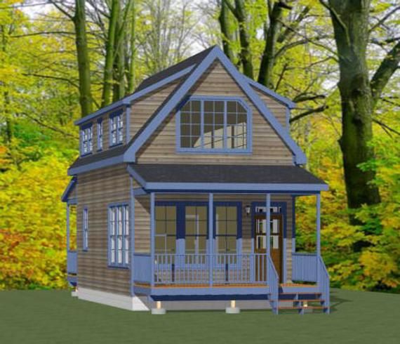 this is a computer rendering of a small house in the woods with trees around it