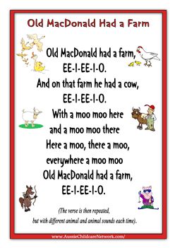 an old mcdonald had a farm poem