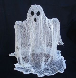 a white netted ghost with two black eyes