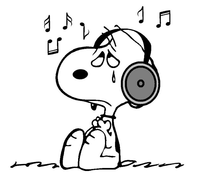 a cartoon character listening to music with headphones