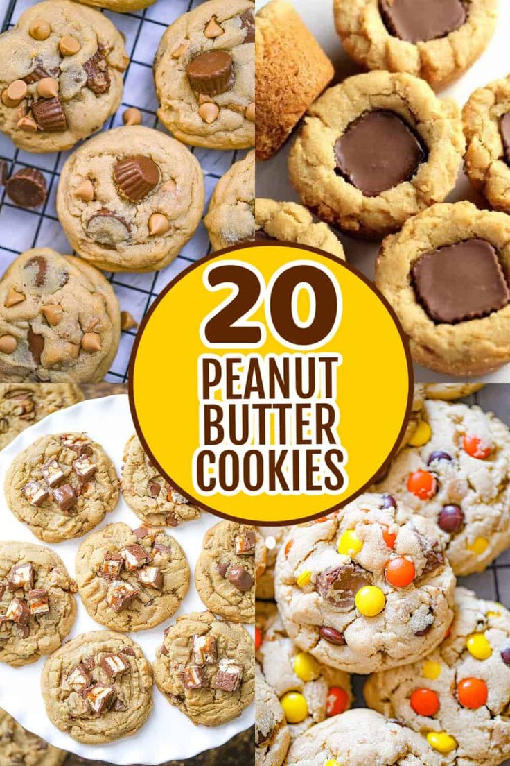 peanut butter cookies on a cooling rack with text overlay that reads 20 peanut butter cookies