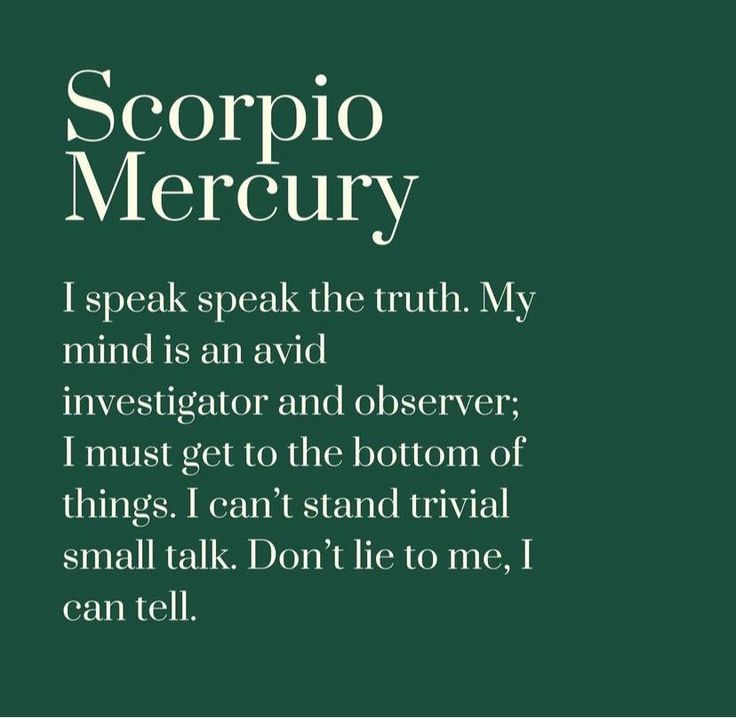 the poem scorpio mercuy is written in black and white on a green background