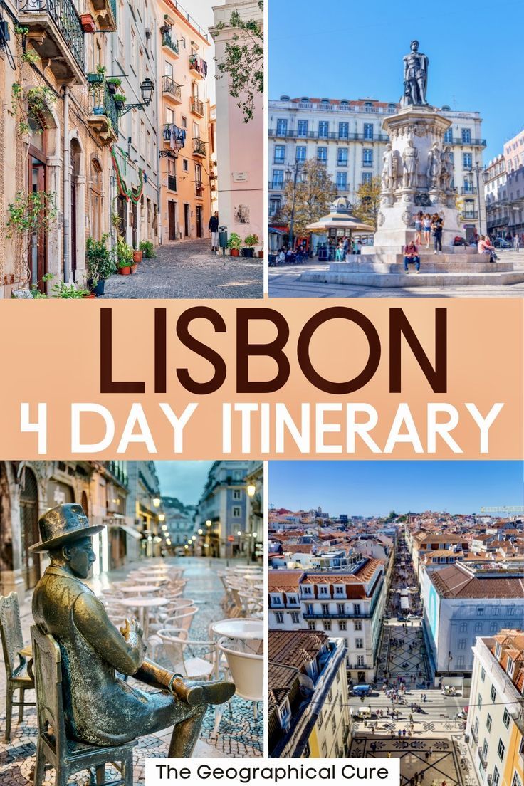 Pinterest pin for 4 days in Lisbon itinerary Lisbon Portugal 4 Days, 5 Days In Lisbon, Lisbon 4 Day Itinerary, Best Day Trips From Lisbon, Travel To Lisbon Portugal, Lisbon What To Do, Portugal Best Places To Visit, Must See In Lisbon Portugal, Lisbon Travel Tips