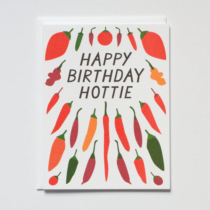 a happy birthday card with peppers on it