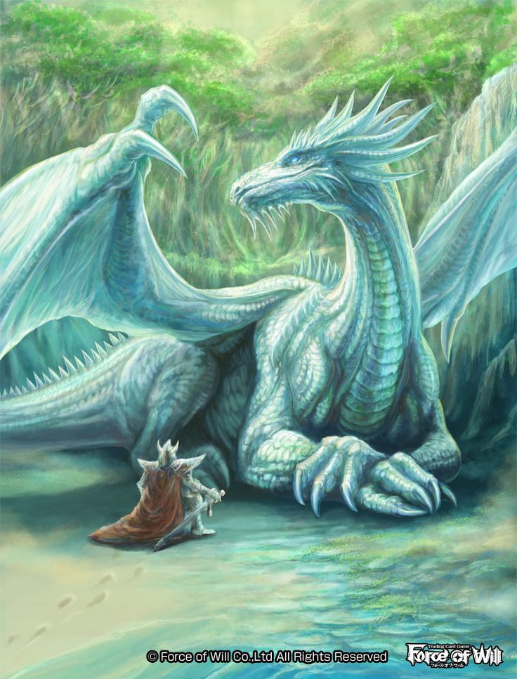 a painting of two white dragon sitting next to each other