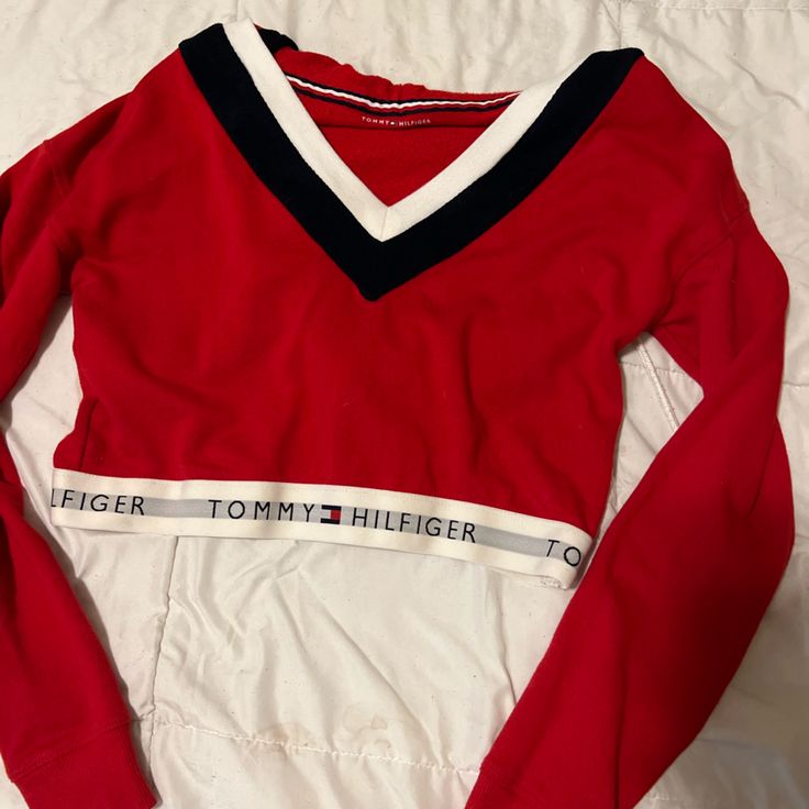 Practically Brand New Hardly Every Worn. No Rips Or Stains! Very Cute Crop Top Trendy Red Tommy Hilfiger Top, Sporty Red Tommy Hilfiger Top, Tommy Hilfiger Crop Top, Cute Crop Top, Tommy Hilfiger Tops, Cute Crop Tops, Tommy Hilfiger, Crop Top, Womens Tops