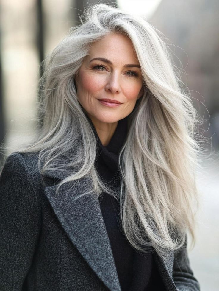 Best Long Haircuts, Women Haircuts Long, Κούρεμα Bob, Salt And Pepper Hair, Silver Hair Color, Natural Gray Hair, Fishtail Braid, Long Gray Hair, Long Hair Cuts