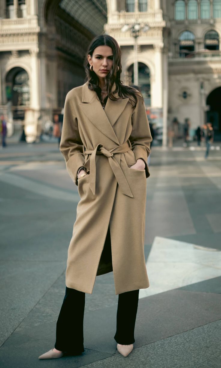 Please include your height in the 'Fit Concierge' box at checkout so we can help find the best fit for you. Modern yet classic, and perfectly proportioned to flatter any figure, this timeless cashmere coat is the epitome of confidence and refinement that’ll sure get secret head turns and wonderment of the savoir faire behind the craft as much as the women sporting it. With a figure-accentuating wrap silhouette, this presidential Raphaella double-breasted long overcoat is crafted with luxurious c Double Breasted Overcoat, Winter Overcoat, Long Overcoat, Simple Tees, Double Breasted Coat, Cashmere Coat, Cashmere Wool, The Craft, Natural Fabrics