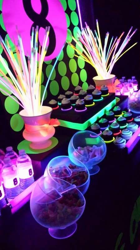 glow in the dark birthday party food and decorations