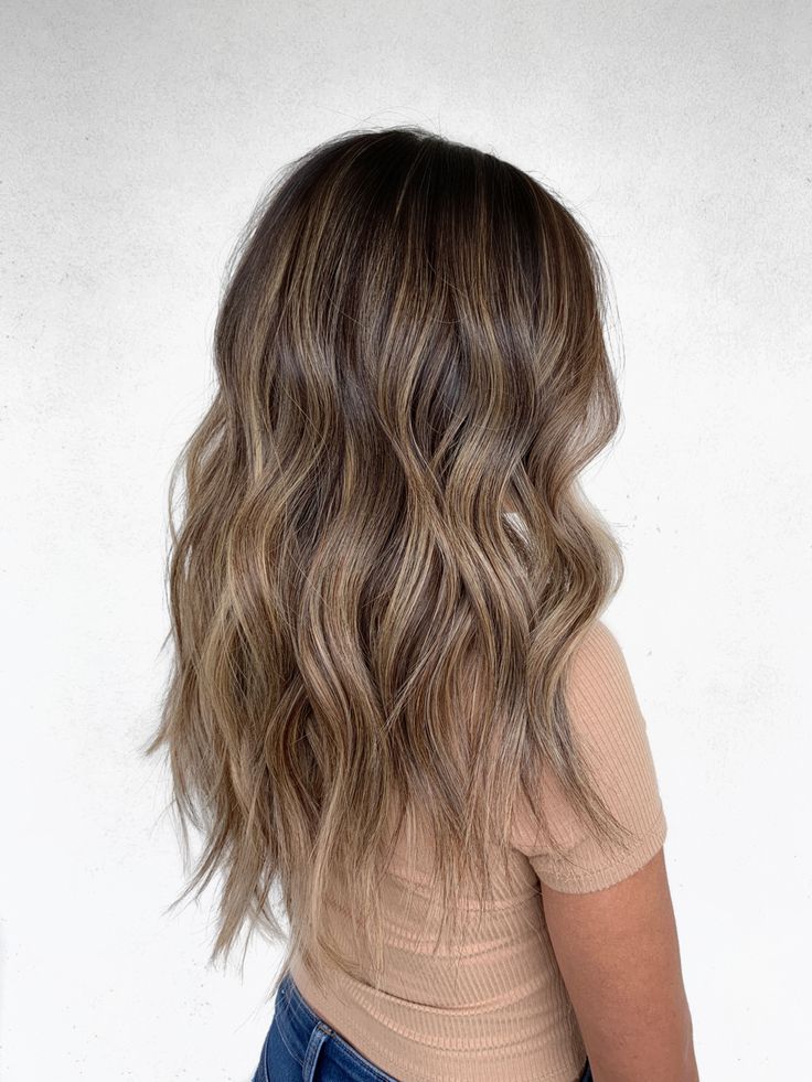 Very Light Brown Hair Balayage, Natural Balayage Dark Blonde, Brown Hair Into Blonde, Summer Dimensional Brunette, Soft Lowlights For Brown Hair, Spring Hair Color Balayage, Hair Dark Blonde Balayage, Hoco Hairstyles For Brown Hair, Brown With Lowlights And Highlights