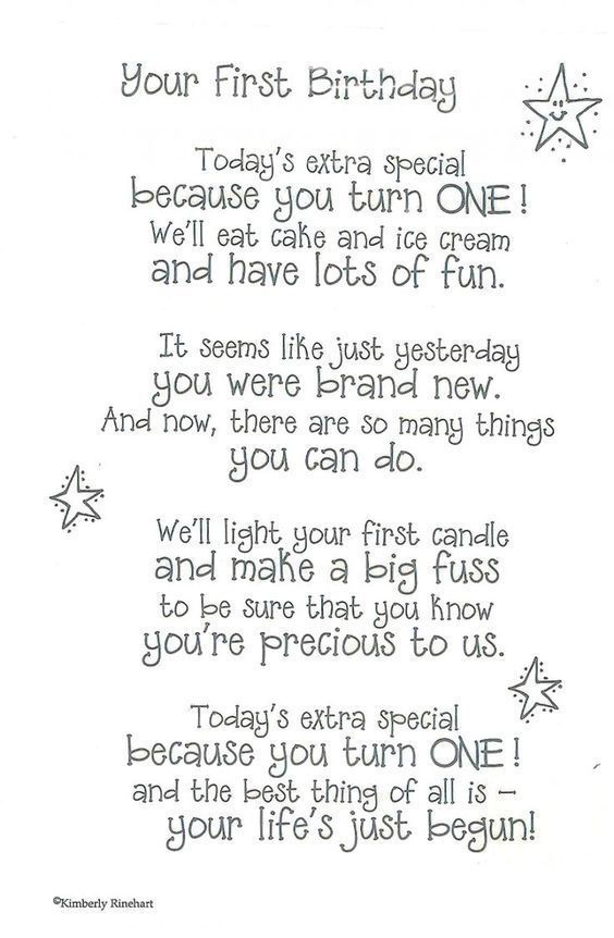 a handwritten birthday card with the words, your first birthday