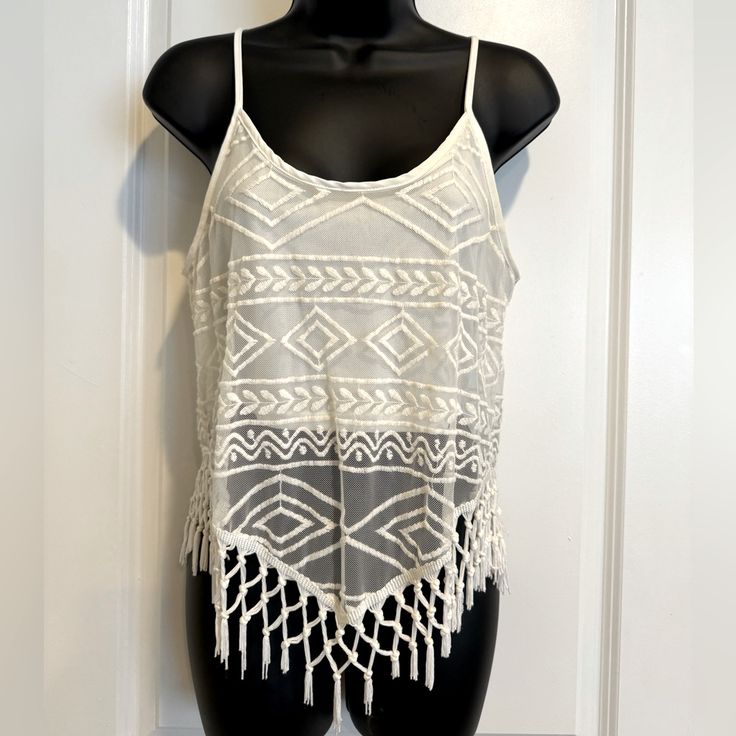 White/Cream Colored Crop Top, Never Worn Chic White Tank Top For Beach, White Festival Tank Top, Chic White Tops For Beach Season, Chic White Beach Season Tops, White Bohemian Tank Top For Spring, Bohemian White Tank Top For Spring, White Bohemian Tank Top For Beach Season, Off White Summer Tops For The Beach, Off White Summer Tops For Beach