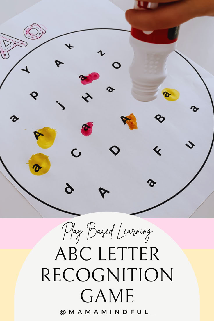 an abc letter recognition game for kids to practice letters and numbers with the help of a marker