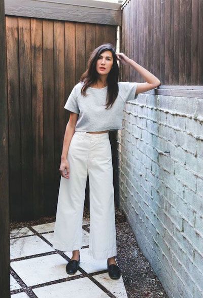 40 Amazing White Wide Leg Pants Outfit Ideas to Try This Summer | See ALL outfits at Lovika High Wasted Pants, Nautical Outfits, White Wide Leg Pants, Leg Pants Outfit, Sailor Pants, Culotte Pants, Outfit Trends, Minimalist Wardrobe, Mode Inspo