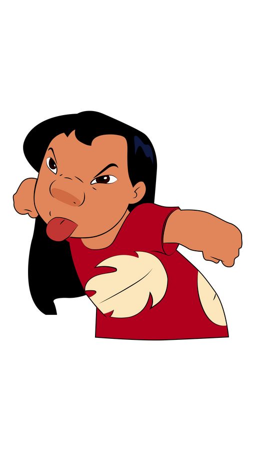 an image of a woman sticking her tongue out to the side while wearing a red shirt