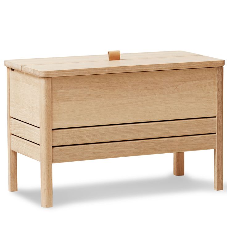 a wooden chest with two drawers on one side and an open drawer on the other