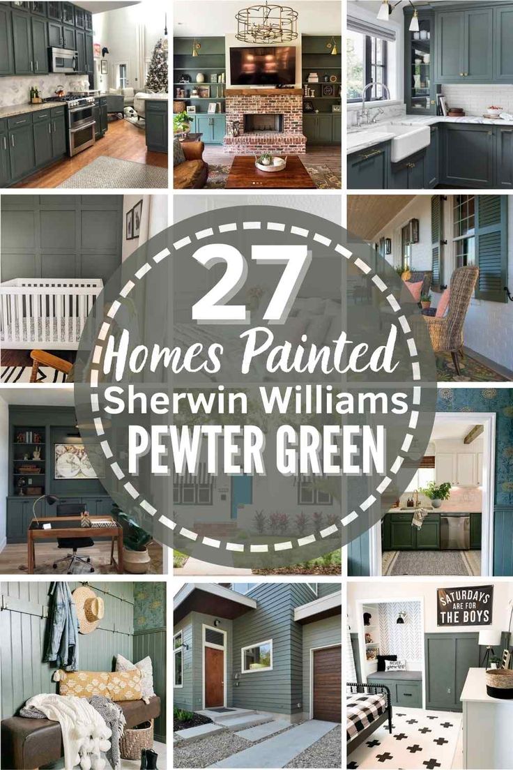 many different pictures with the words, homes painted sheryln williams's power green