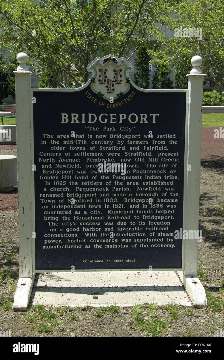 the bridgeport historical marker in front of trees and grass - stock image