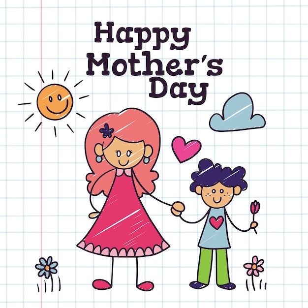 a happy mother's day card with a child holding the hand of her mom