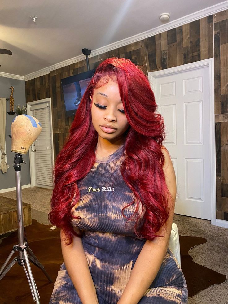 Hair Colorful, Lace Closure Hairstyles, Hair Tape, Burgundy Hair, Hair Laid, Dope Hairstyles, Front Lace Wigs Human Hair, Baddie Hairstyles, Wigs For Women