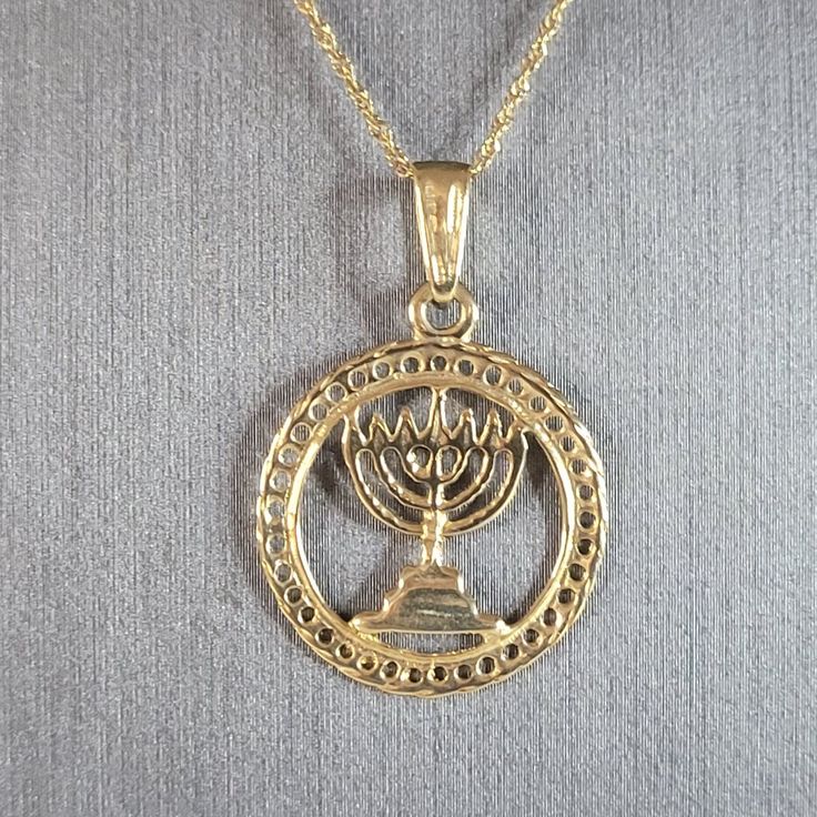 A Womens Vintage Estate 14k Yellow Gold Judaica Pendant With Necklace. The Pendant With The Necklace Weighs 2.7g. Pendant Measures 1 1/4" Long By 3/4" Wide. The Necklace Measures 16" Long. Both Are Marked And Have Been Tested, And Are Guaranteed To Be As Described. Makes A Great Gift For That Someone Special. If Any Questions, Please Ask. Be Sure To Check Out Our Other Items For Sale. Menorah, Items For Sale, Womens Jewelry Necklace, Jewelry Necklaces, Yellow Gold, Women Jewelry, Pendant Necklace, Pendant, Yellow