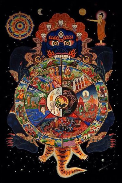 the wheel of life is depicted in this painting