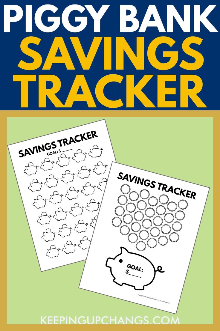 piggy bank savings tracker with the text saving tracker and savings tracker on top of it