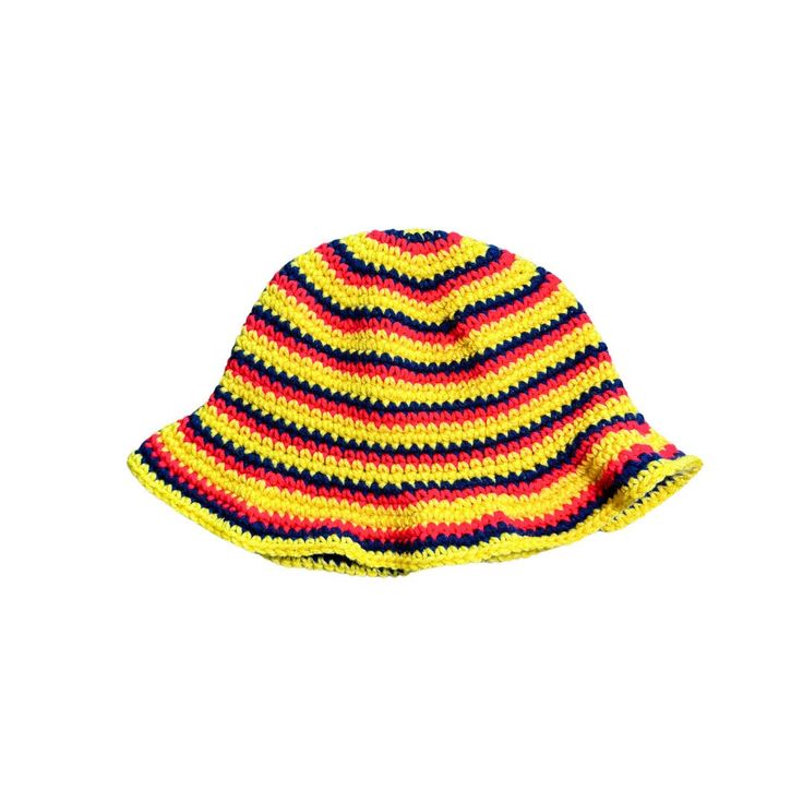 Made to order crochet bucket hat in Colombia Flag Colors. Perfect for gifting or vacations! One size, unisex adult hat sizing measuring approximately 23 inches in circumference. Yellow Beach Bucket Hat, Knitted Adjustable Bucket Hat For Vacation, Yellow Knitted Beach Hat, Adjustable Knitted Bucket Hat For Vacation, Yellow Crochet Beach Hat, Knitted Bucket Hat For The Beach, Knitted Bucket Hat For Vacation, Yellow Crochet Hat For The Beach, Knitted Short Brim Bucket Hat For Beach