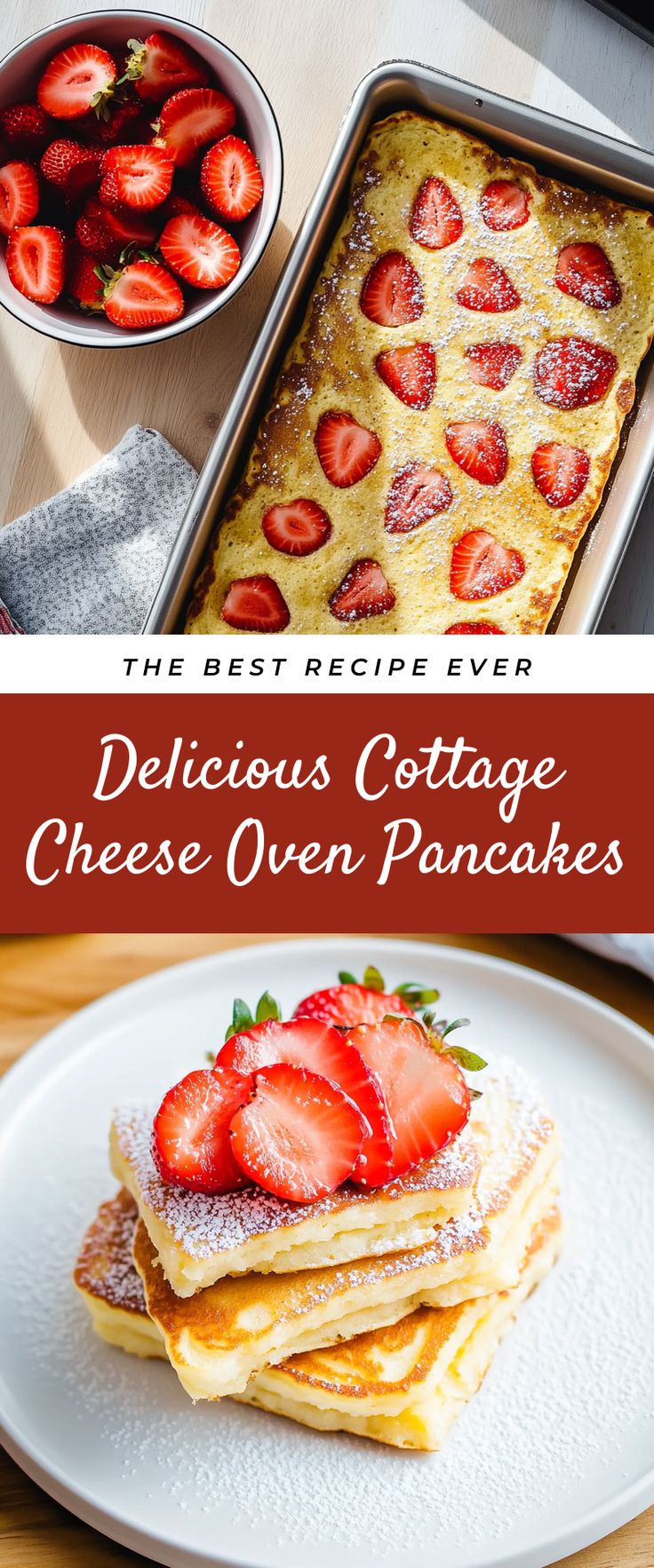 Image for Delicious Cottage Cheese Oven Pancakes Baked Cottage Cheese Pancakes, Brunch High Protein, Protein German Pancakes, Breakfasts With Cottage Cheese, Low Calorie Cottage Cheese Pancakes, Quick Cottage Cheese Recipes, Cottage Weekend Food, 4 Ingredient Pancakes, Sweet Cottage Cheese Breakfast