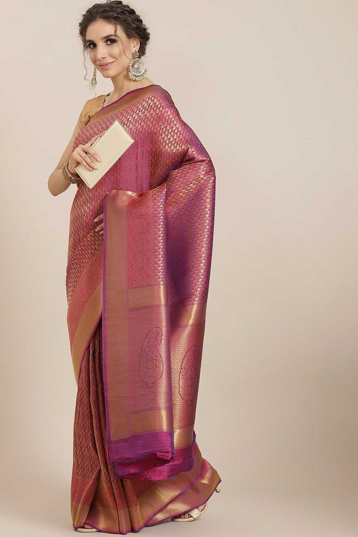 BUY KANJEEVARAM SILK WOVEN SAREE IN WINE South Indian Saree, One Minute Saree, Indian Designer Sarees, Latest Indian Saree, South Indian Sarees, Readymade Saree, Indian Sarees Online, Ready To Wear Saree, Wear Store